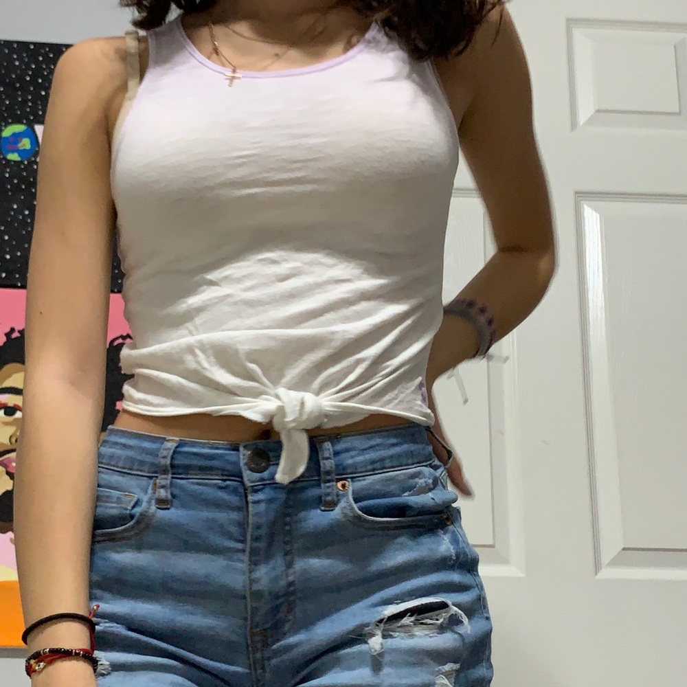 white ombre tied shirt